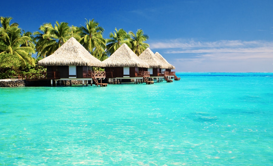 Beach huts in the Maldives